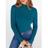image:imageANRABESS Long Sleeve Shirts for Women Mock Neck Tops  Lettuce Trim Ribbed Knit TShirts Dressy Blouse Slim Fit Summer Tee Business Causal Outfits Fall Layer ClothingLake Blue