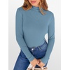 image:imageANRABESS Long Sleeve Shirts for Women Mock Neck Tops  Lettuce Trim Ribbed Knit TShirts Dressy Blouse Slim Fit Summer Tee Business Causal Outfits Fall Layer ClothingGrey Blue