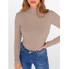 image:imageANRABESS Long Sleeve Shirts for Women Mock Neck Tops  Lettuce Trim Ribbed Knit TShirts Dressy Blouse Slim Fit Summer Tee Business Causal Outfits Fall Layer ClothingLight Camel