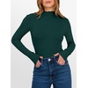 image:imageANRABESS Long Sleeve Shirts for Women Mock Neck Tops  Lettuce Trim Ribbed Knit TShirts Dressy Blouse Slim Fit Summer Tee Business Causal Outfits Fall Layer ClothingDeep Green