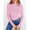 image:imageANRABESS Long Sleeve Shirts for Women Mock Neck Tops  Lettuce Trim Ribbed Knit TShirts Dressy Blouse Slim Fit Summer Tee Business Causal Outfits Fall Layer ClothingBright Pink