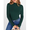 image:imageANRABESS Long Sleeve Shirts for Women Mock Neck Tops  Lettuce Trim Ribbed Knit TShirts Dressy Blouse Slim Fit Summer Tee Business Causal Outfits Fall Layer ClothingDeep Green