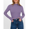 image:imageANRABESS Long Sleeve Shirts for Women Mock Neck Tops  Lettuce Trim Ribbed Knit TShirts Dressy Blouse Slim Fit Summer Tee Business Causal Outfits Fall Layer ClothingPurple