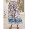 image:imageANRABESS Maxi Skirt for Women Floral High Waisted Elastic Flowy 2026 Summer Boho Long Skirts Beach Cover Up Vacation SundressBlue Rose Red Floral