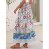 image:imageANRABESS Maxi Skirt for Women Floral High Waisted Elastic Flowy 2026 Summer Boho Long Skirts Beach Cover Up Vacation SundressBlue Rose Red Floral