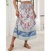 image:imageANRABESS Maxi Skirt for Women Floral High Waisted Elastic Flowy 2026 Summer Boho Long Skirts Beach Cover Up Vacation SundressBlue Rose Red Floral