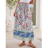 image:imageANRABESS Maxi Skirt for Women Floral High Waisted Elastic Flowy 2026 Summer Boho Long Skirts Beach Cover Up Vacation SundressBlue Rose Red Floral