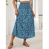 image:imageANRABESS Maxi Skirt for Women Floral High Waisted Elastic Flowy 2026 Summer Boho Long Skirts Beach Cover Up Vacation SundressBlue Yellow Floral