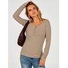image:imageANRABESS Women Henley Button Thermal Tops Long Sleeve Shirt  Warm Fleece Undershirts Soft Comfy Cozy Cute Basic Tees Fall Winter Casual Daily Layer OutfitsKhaki