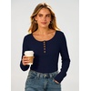 image:imageANRABESS Women Henley Button Thermal Tops Long Sleeve Shirt  Warm Fleece Undershirts Soft Comfy Cozy Cute Basic Tees Fall Winter Casual Daily Layer OutfitsNavy Blue