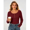 image:imageANRABESS Women Henley Button Thermal Tops Long Sleeve Shirt  Warm Fleece Undershirts Soft Comfy Cozy Cute Basic Tees Fall Winter Casual Daily Layer OutfitsRed