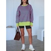 image:imageANRABESS Women Oversized Sweatshirts Thumbhole Long Sleeve Hoodies Shirts 2026 Fall Side Slit Pullover Top Teen Y2k OutfitsPink Green Striped