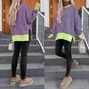 image:imageANRABESS Women Oversized Sweatshirts Thumbhole Long Sleeve Hoodies Shirts 2026 Fall Side Slit Pullover Top Teen Y2k OutfitsPink Green Striped