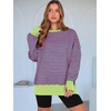 image:imageANRABESS Women Oversized Sweatshirts Thumbhole Long Sleeve Hoodies Shirts 2026 Fall Side Slit Pullover Top Teen Y2k OutfitsPink Green Striped