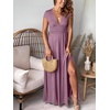 image:imageANRABESS Women Summer Deep V Neck Short Sleeve Dresses Slit Elegant Wedding Guest Formal Cocktail Evening Maxi Long DressDark Pink