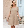 image:imageANRABESS Women Summer Square Neck Puff Short Sleeve Mini Dress 2026 Casual Flowy Sundress Beach Vacation Clothes with PocketsBrown White Striped