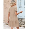 image:imageANRABESS Women Summer Square Neck Puff Short Sleeve Mini Dress 2026 Casual Flowy Sundress Beach Vacation Clothes with PocketsBrown White Striped