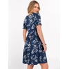 image:imageANRABESS Women Summer Square Neck Puff Short Sleeve Mini Dress 2026 Casual Flowy Sundress Beach Vacation Clothes with PocketsDark Navy Floral
