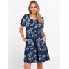 image:imageANRABESS Women Summer Square Neck Puff Short Sleeve Mini Dress 2026 Casual Flowy Sundress Beach Vacation Clothes with PocketsDark Navy Floral