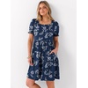 image:imageANRABESS Women Summer Square Neck Puff Short Sleeve Mini Dress 2026 Casual Flowy Sundress Beach Vacation Clothes with PocketsDark Navy Floral