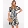 image:imageANRABESS Women Summer Square Neck Puff Short Sleeve Mini Dress 2026 Casual Flowy Sundress Beach Vacation Clothes with PocketsFloral Colorful Leaves