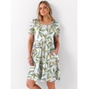 image:imageANRABESS Women Summer Square Neck Puff Short Sleeve Mini Dress 2026 Casual Flowy Sundress Beach Vacation Clothes with PocketsFloral Leaf