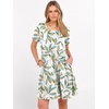image:imageANRABESS Women Summer Square Neck Puff Short Sleeve Mini Dress 2026 Casual Flowy Sundress Beach Vacation Clothes with PocketsFloral Leaf