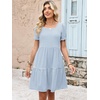 image:imageANRABESS Women Summer Square Neck Puff Short Sleeve Mini Dress 2026 Casual Flowy Sundress Beach Vacation Clothes with PocketsLight Blue White Striped
