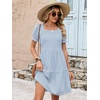 image:imageANRABESS Women Summer Square Neck Puff Short Sleeve Mini Dress 2026 Casual Flowy Sundress Beach Vacation Clothes with PocketsLight Blue White Striped