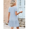 image:imageANRABESS Women Summer Square Neck Puff Short Sleeve Mini Dress 2026 Casual Flowy Sundress Beach Vacation Clothes with PocketsLight Blue White Striped