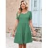 image:imageANRABESS Women Summer Square Neck Puff Short Sleeve Mini Dress 2026 Casual Flowy Sundress Beach Vacation Clothes with PocketsLight Green Orange Striped