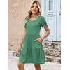 image:imageANRABESS Women Summer Square Neck Puff Short Sleeve Mini Dress 2026 Casual Flowy Sundress Beach Vacation Clothes with PocketsLight Green Orange Striped
