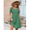 image:imageANRABESS Women Summer Square Neck Puff Short Sleeve Mini Dress 2026 Casual Flowy Sundress Beach Vacation Clothes with PocketsLight Green Orange Striped