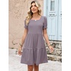 image:imageANRABESS Women Summer Square Neck Puff Short Sleeve Mini Dress 2026 Casual Flowy Sundress Beach Vacation Clothes with PocketsRed Blue Striped