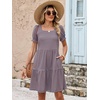 image:imageANRABESS Women Summer Square Neck Puff Short Sleeve Mini Dress 2026 Casual Flowy Sundress Beach Vacation Clothes with PocketsRed Blue Striped