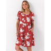 image:imageANRABESS Women Summer Square Neck Puff Short Sleeve Mini Dress 2026 Casual Flowy Sundress Beach Vacation Clothes with PocketsRed White Floral