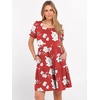 image:imageANRABESS Women Summer Square Neck Puff Short Sleeve Mini Dress 2026 Casual Flowy Sundress Beach Vacation Clothes with PocketsRed White Floral