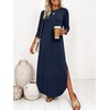 image:imageANRABESS Womens 34 Sleeve Maxi Dress amp Pockets  Soft Wrinkle Resistance FabricCasual LooseCrewneck SplitTravel Vacation Work AllDay WearFall Spring Transition OutfitsNavy Blue