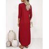 image:imageANRABESS Womens 34 Sleeve Maxi Dress amp Pockets  Soft Wrinkle Resistance FabricCasual LooseCrewneck SplitTravel Vacation Work AllDay WearFall Spring Transition OutfitsRed