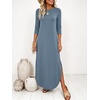 image:imageANRABESS Womens 34 Sleeve Maxi Dress amp Pockets  Soft Wrinkle Resistance FabricCasual LooseCrewneck SplitTravel Vacation Work AllDay WearFall Spring Transition OutfitsGrey Blue