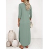 image:imageANRABESS Womens 34 Sleeve Maxi Dress amp Pockets  Soft Wrinkle Resistance FabricCasual LooseCrewneck SplitTravel Vacation Work AllDay WearFall Spring Transition OutfitsLight Green