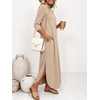 image:imageANRABESS Womens 34 Sleeve Maxi Dress amp Pockets  Soft Wrinkle Resistance FabricCasual LooseCrewneck SplitTravel Vacation Work AllDay WearFall Spring Transition OutfitsAlmond