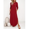 image:imageANRABESS Womens 34 Sleeve Maxi Dress amp Pockets  Soft Wrinkle Resistance FabricCasual LooseCrewneck SplitTravel Vacation Work AllDay WearFall Spring Transition OutfitsRed