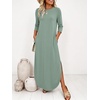 image:imageANRABESS Womens 34 Sleeve Maxi Dress amp Pockets  Soft Wrinkle Resistance FabricCasual LooseCrewneck SplitTravel Vacation Work AllDay WearFall Spring Transition OutfitsLight Green