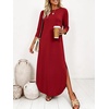 image:imageANRABESS Womens 34 Sleeve Maxi Dress amp Pockets  Soft Wrinkle Resistance FabricCasual LooseCrewneck SplitTravel Vacation Work AllDay WearFall Spring Transition OutfitsRed