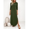 image:imageANRABESS Womens 34 Sleeve Maxi Dress amp Pockets  Soft Wrinkle Resistance FabricCasual LooseCrewneck SplitTravel Vacation Work AllDay WearFall Spring Transition OutfitsArmy Green