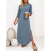 image:imageANRABESS Womens 34 Sleeve Maxi Dress amp Pockets  Soft Wrinkle Resistance FabricCasual LooseCrewneck SplitTravel Vacation Work AllDay WearFall Spring Transition OutfitsGrey Blue