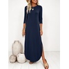 image:imageANRABESS Womens 34 Sleeve Maxi Dress amp Pockets  Soft Wrinkle Resistance FabricCasual LooseCrewneck SplitTravel Vacation Work AllDay WearFall Spring Transition OutfitsNavy Blue