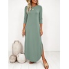 image:imageANRABESS Womens 34 Sleeve Maxi Dress amp Pockets  Soft Wrinkle Resistance FabricCasual LooseCrewneck SplitTravel Vacation Work AllDay WearFall Spring Transition OutfitsLight Green