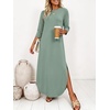 image:imageANRABESS Womens 34 Sleeve Maxi Dress amp Pockets  Soft Wrinkle Resistance FabricCasual LooseCrewneck SplitTravel Vacation Work AllDay WearFall Spring Transition OutfitsLight Green